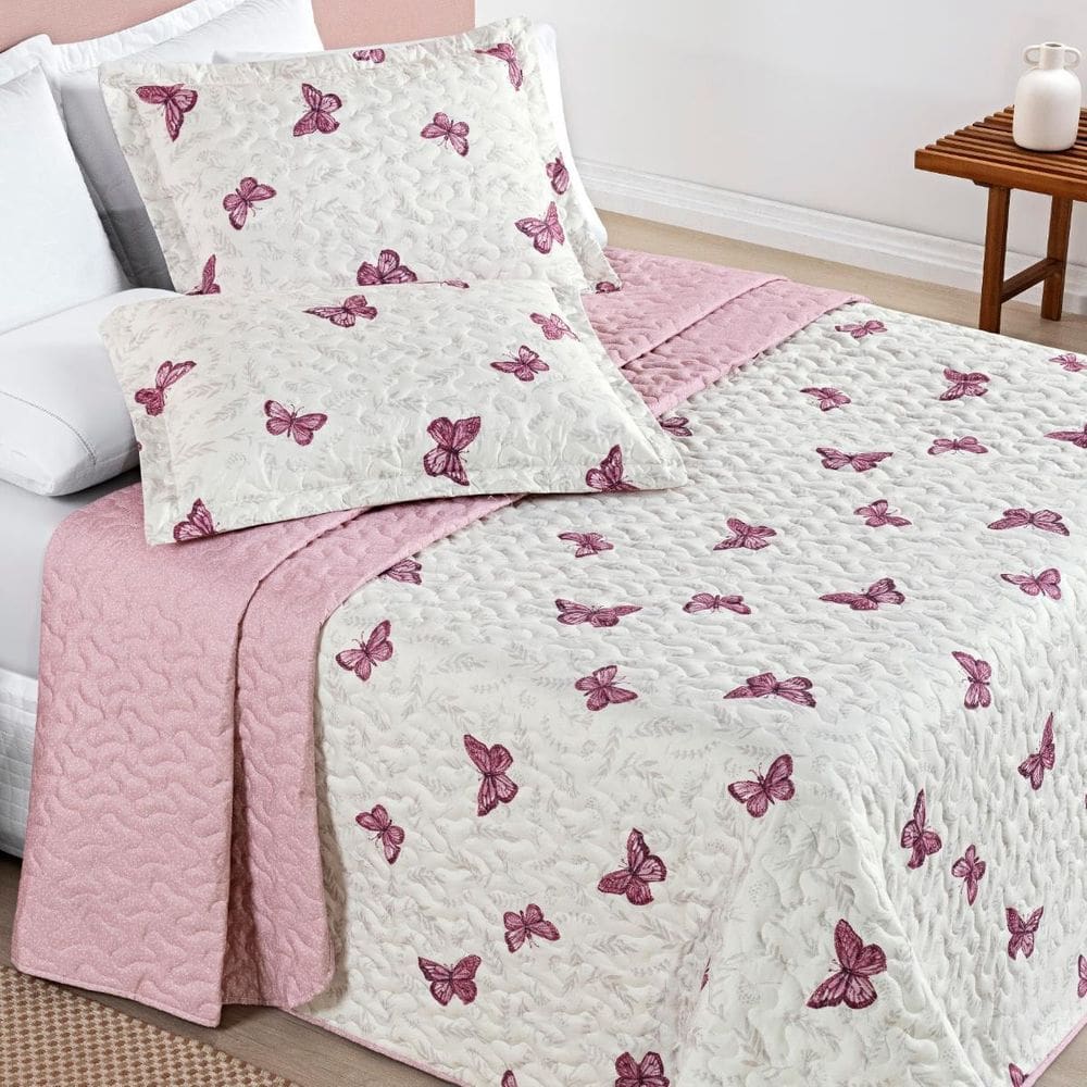 Kit Colcha Casa Xique Casal Queen Size Nyla Kit Cobre Leito