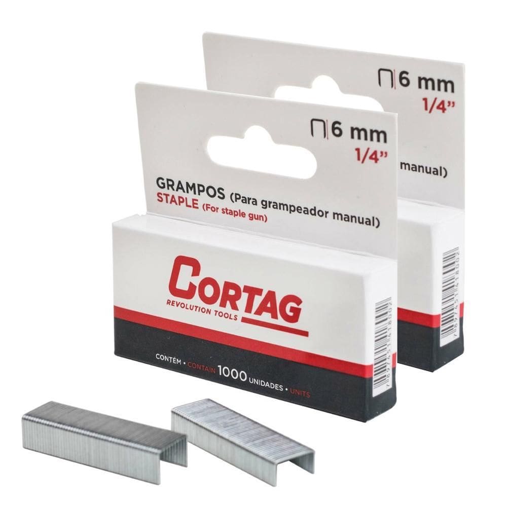 Kit 2000 Grampo 6Mm 1/4`` Grampeador Pinador Manual Cortag