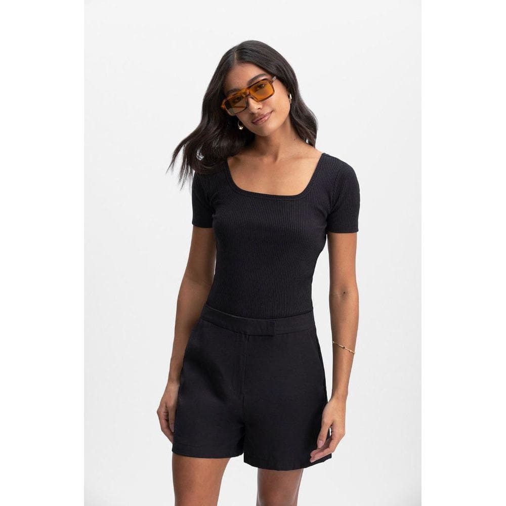 Blusa feminina em ribana canelada Essendi - P