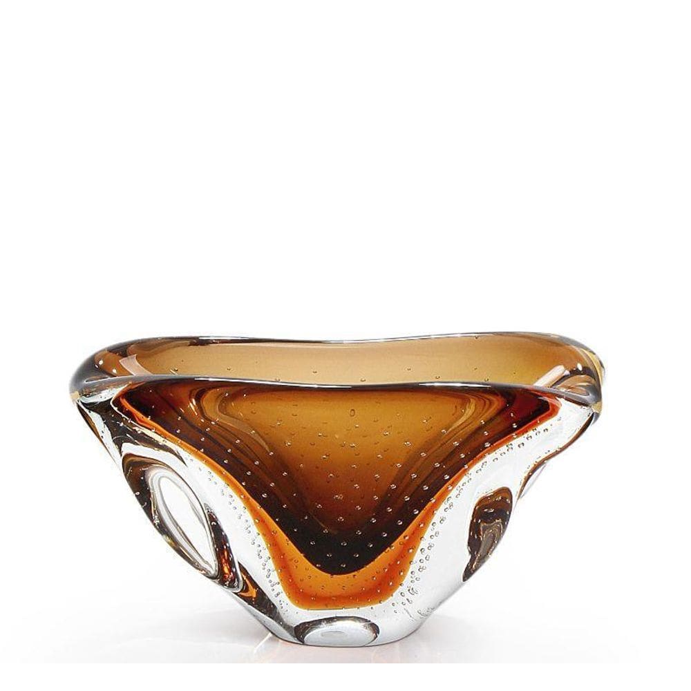 Mini Centro Em Cristal Murano Marrom - São Marcos 23Cm