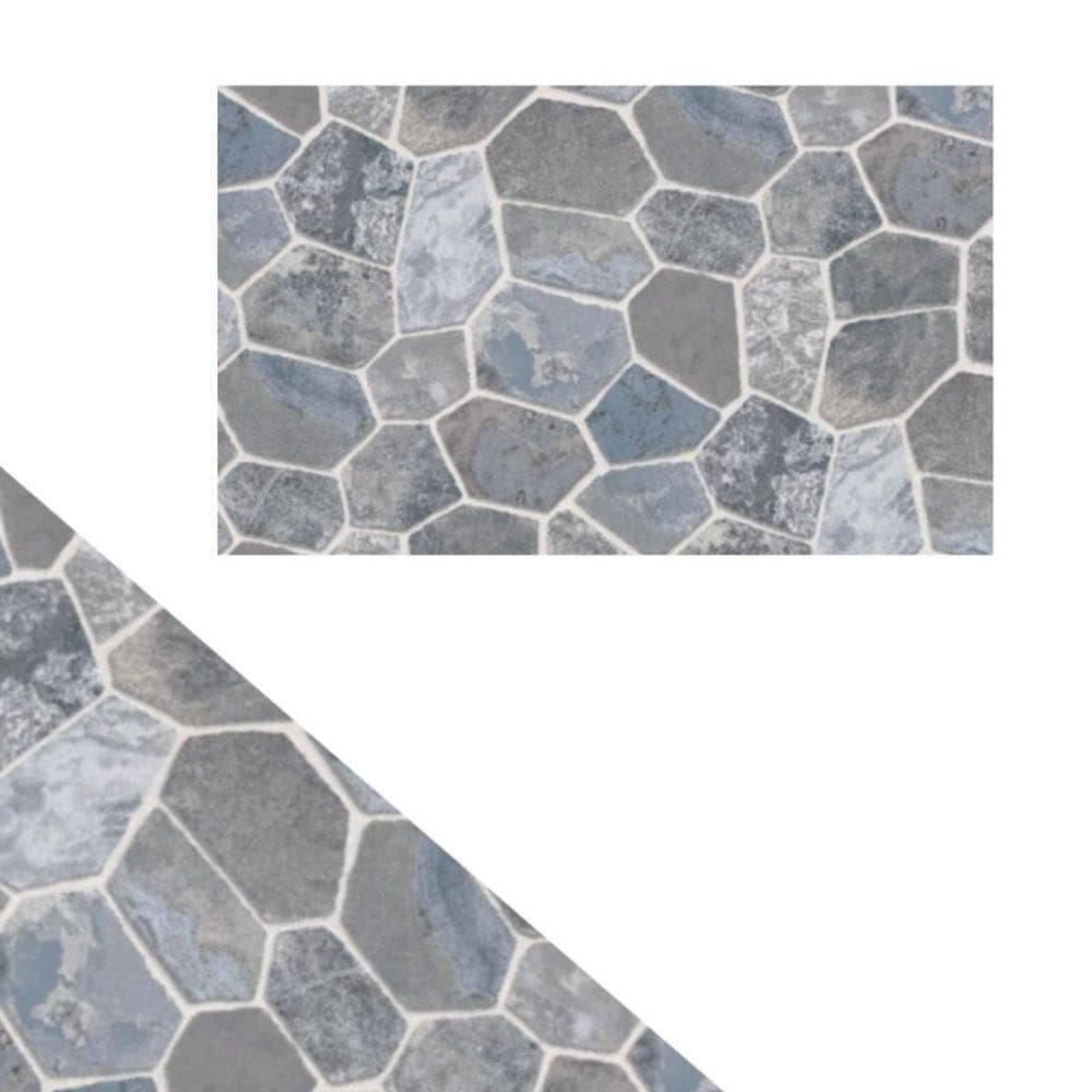 Papel De Parede Adesivado 45Cm X 05 Metros Pvc Pedras Cinzas