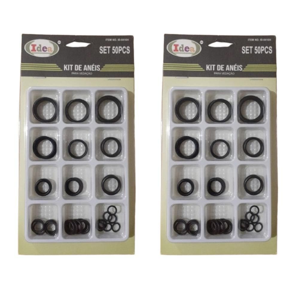 Kit 2 Jogos Com 50 Anéis Vedação Borracha O-Ring 12 Tamanhos