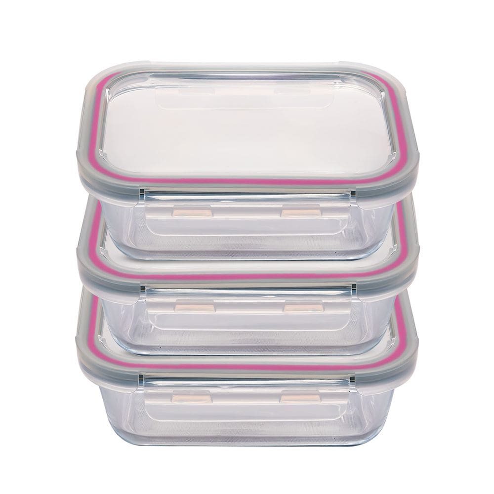 Conjunto 3 Potes Pequenos Premium Resistente  640ml Glass&Go Hermético em Vidro