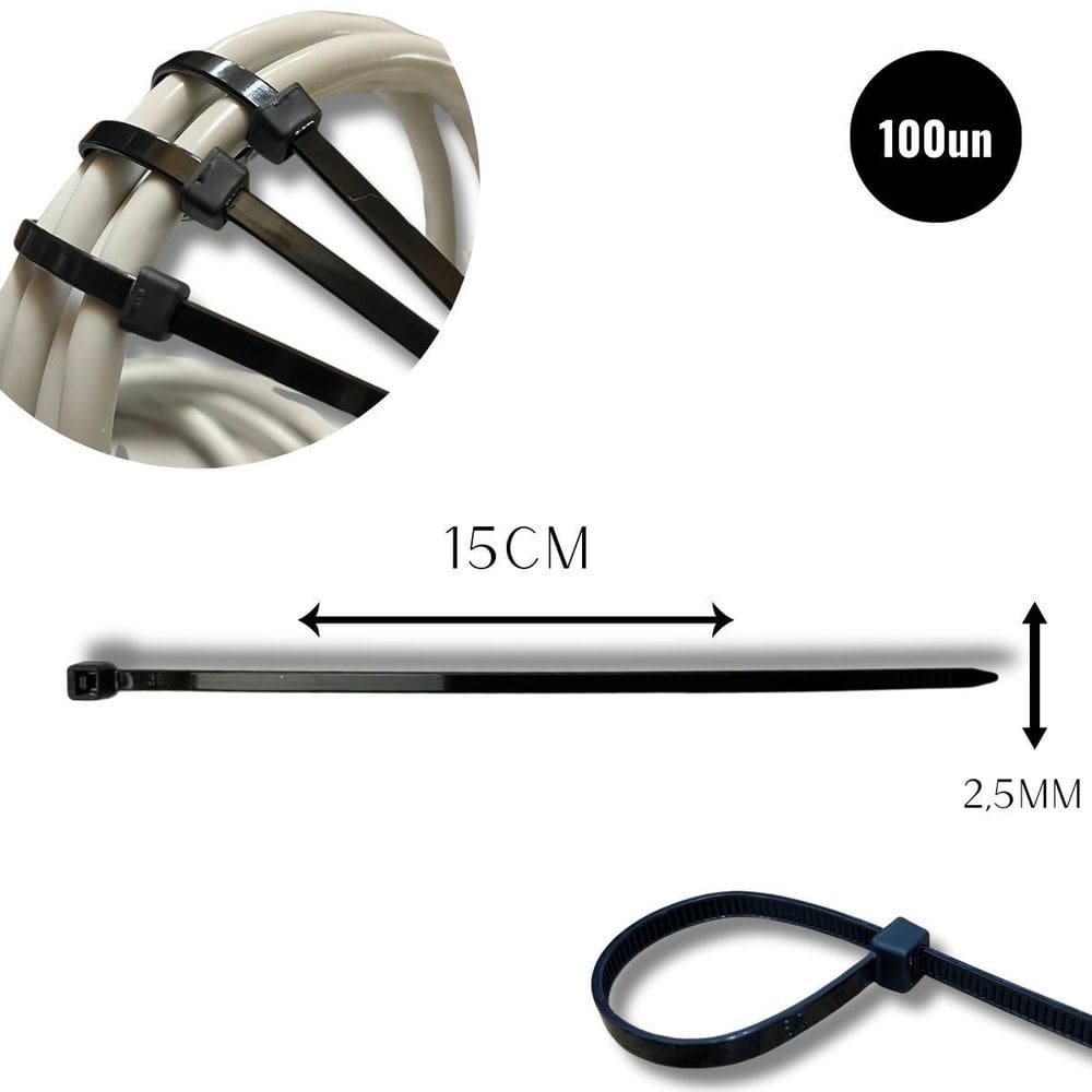 Abraçadeira Nylon Enforca 2,5 X 150Mm Kit 100 Cinta Plástica