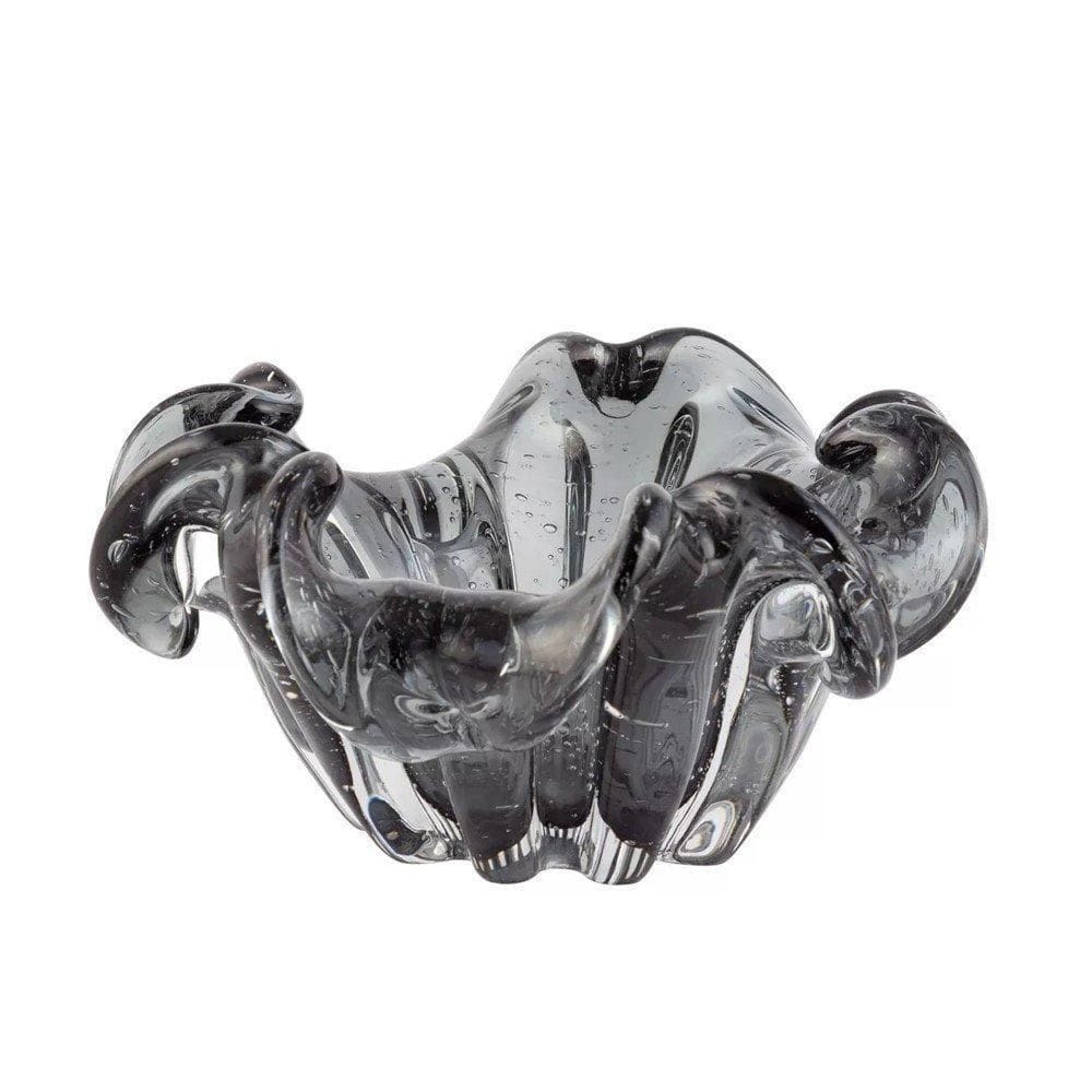 Centro De Mesa De Vidro Murano Veneza 21X21X9,5Cm - Cinza