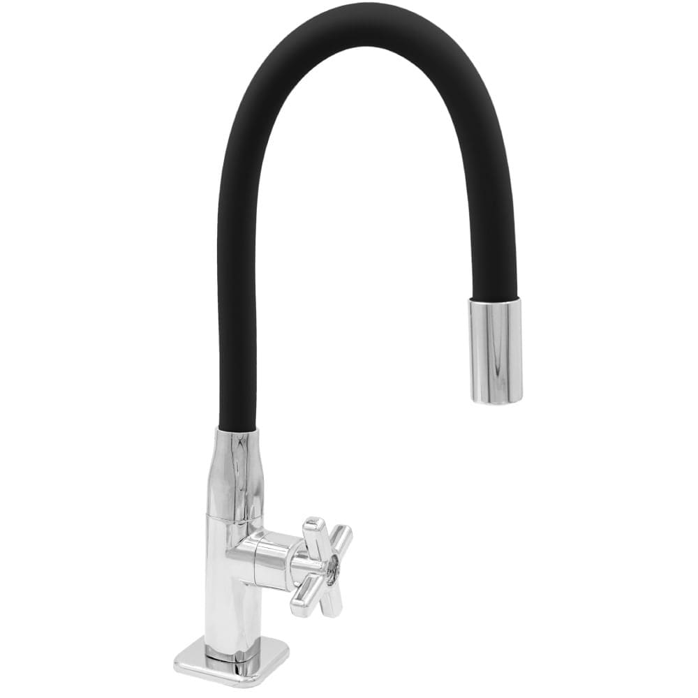 Torneira Para Cozinha De Mesa 1/4 De Volta Cromada Com Tubo Preto - 774335 - STOC