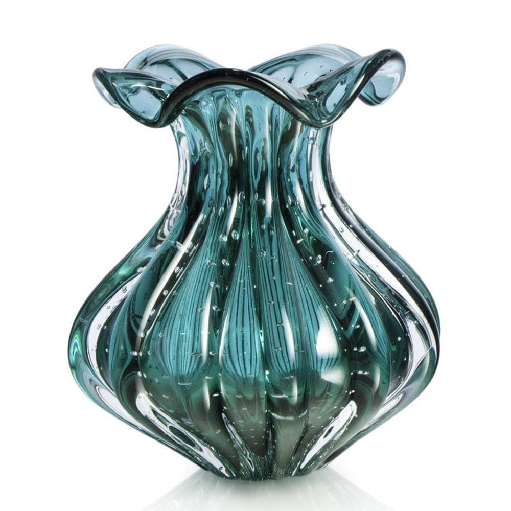Vaso Trouxinha Em Cristal Murano Esmeralda - São Marcos 18Cm