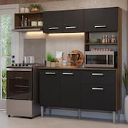 Armário de Cozinha Compacta 196cm Rustic/Preto Aura Madesa