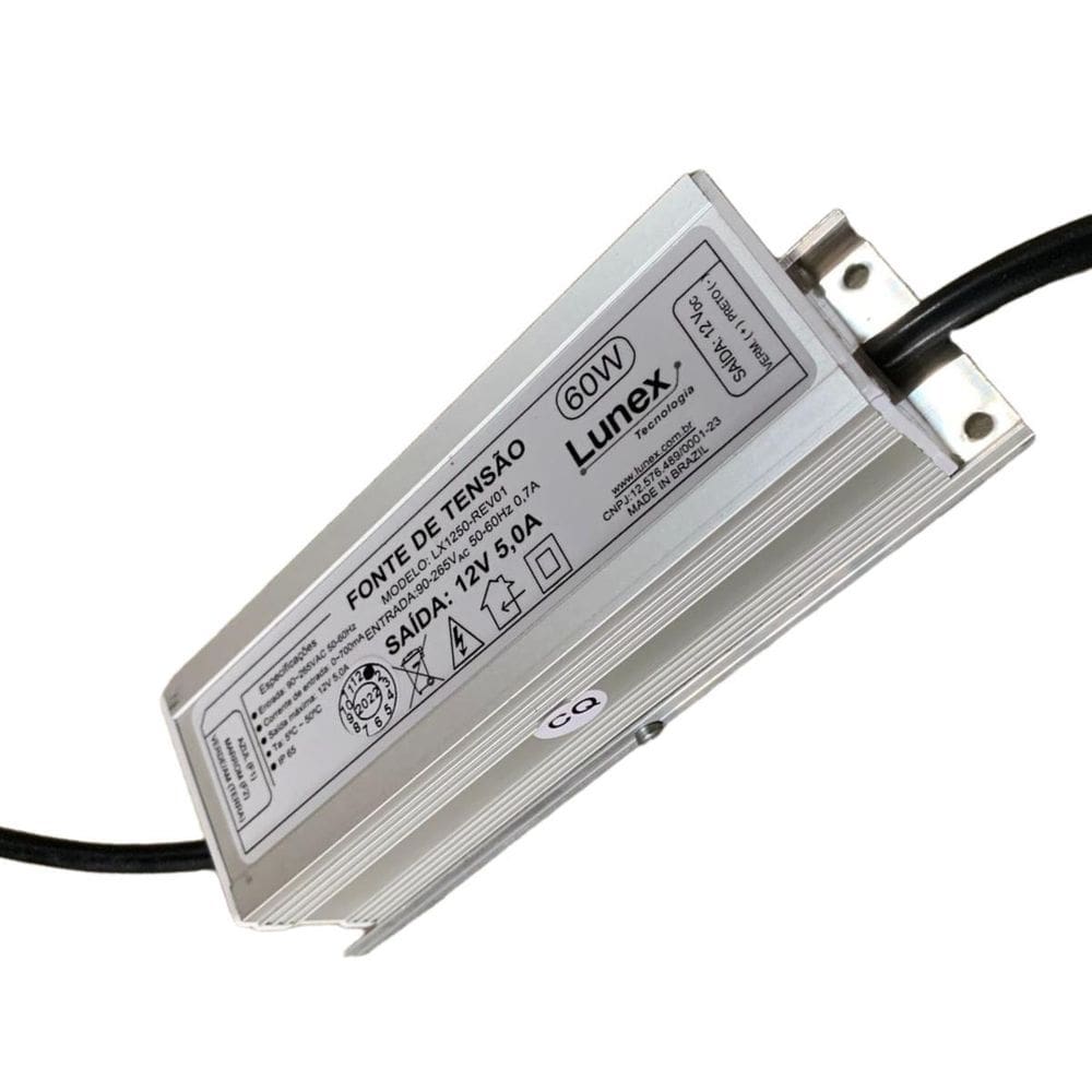 Fonte De Tensão 12V 5,0A - 60W Bivolt A Prova D Água Ip67