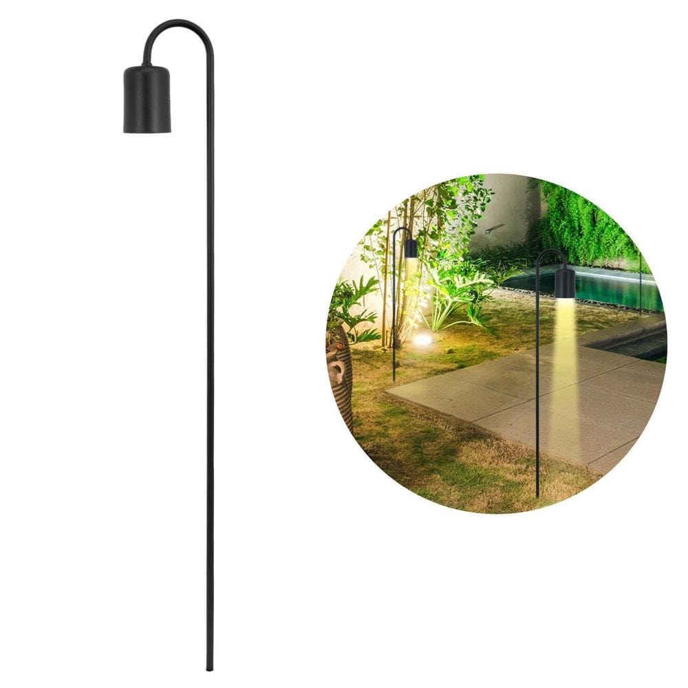 Luminária Poste Balizador Jardim Spot Curvo Gu10 Preto 75Cm