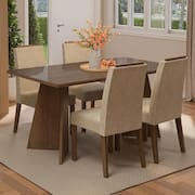 Conjunto Sala de Jantar Tampo de Vidro 4 Cadeiras Rustic/Imperial Braga Madesa