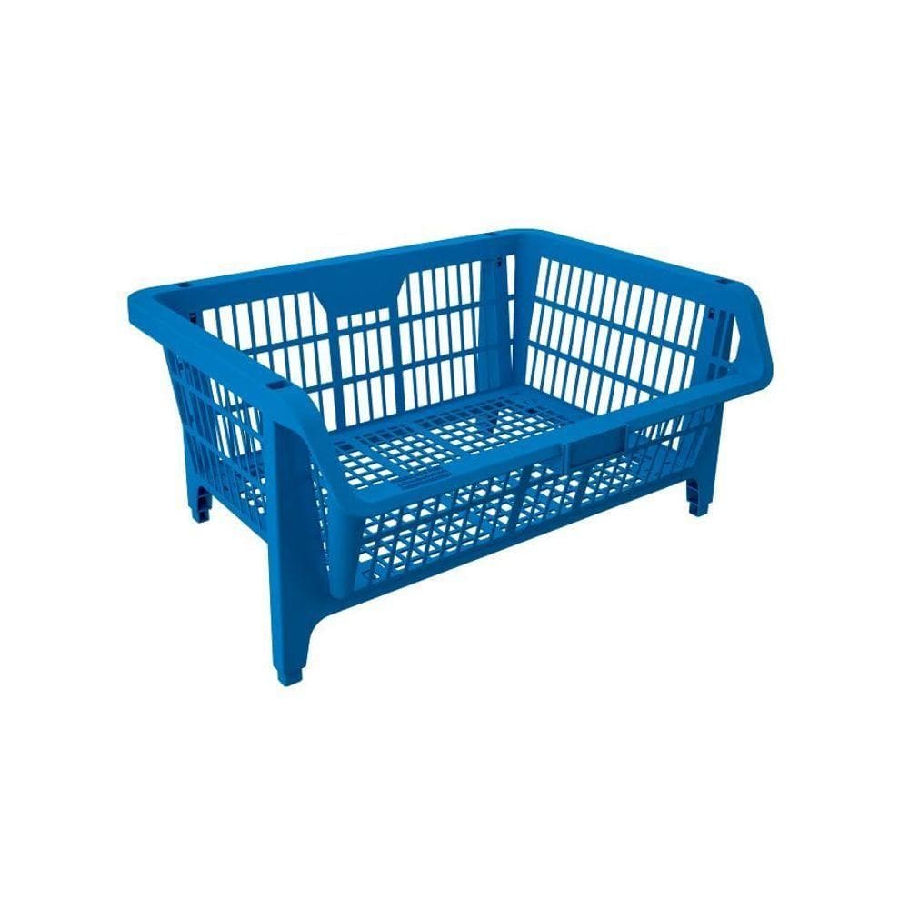 Conjunto 5 Cesto Expositor Medio Empilhável Azul Presto
