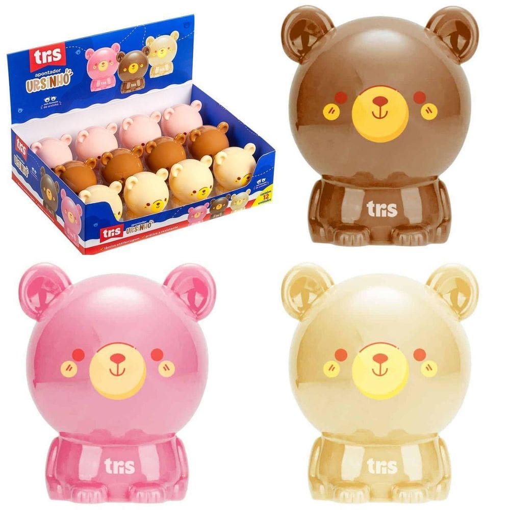 Apontador Escolar Com Depósito Ursinho Fofo - - Tris