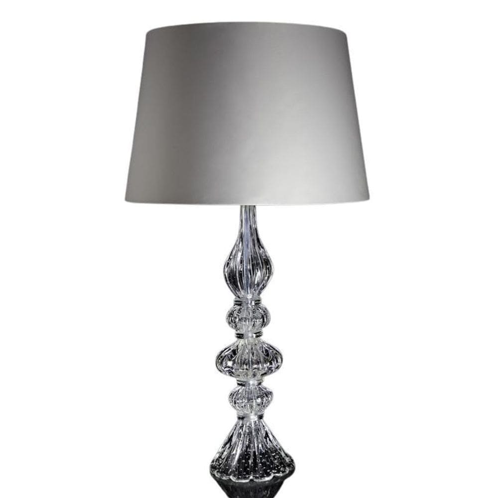 Abajour Em Cristal Murano Transparente - São Marcos 62Cm