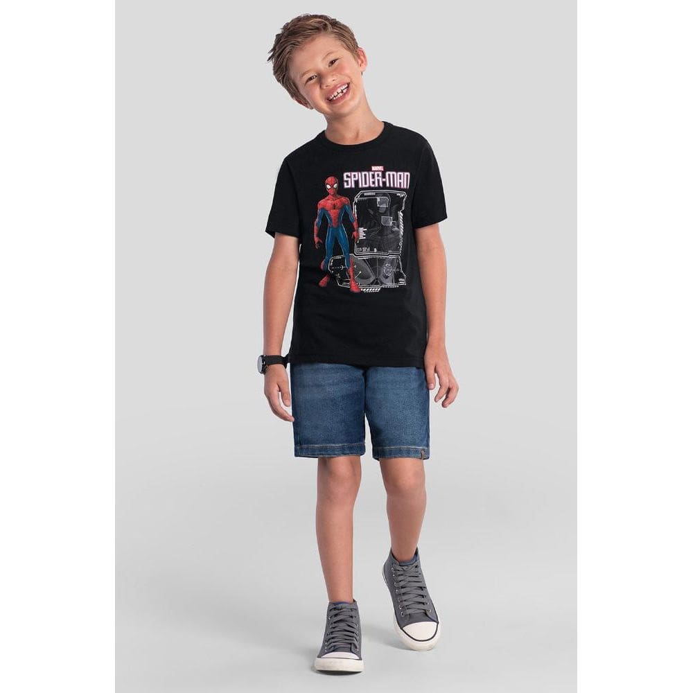 Camiseta infantil menino do Homem-Aranha metalizado Brandili