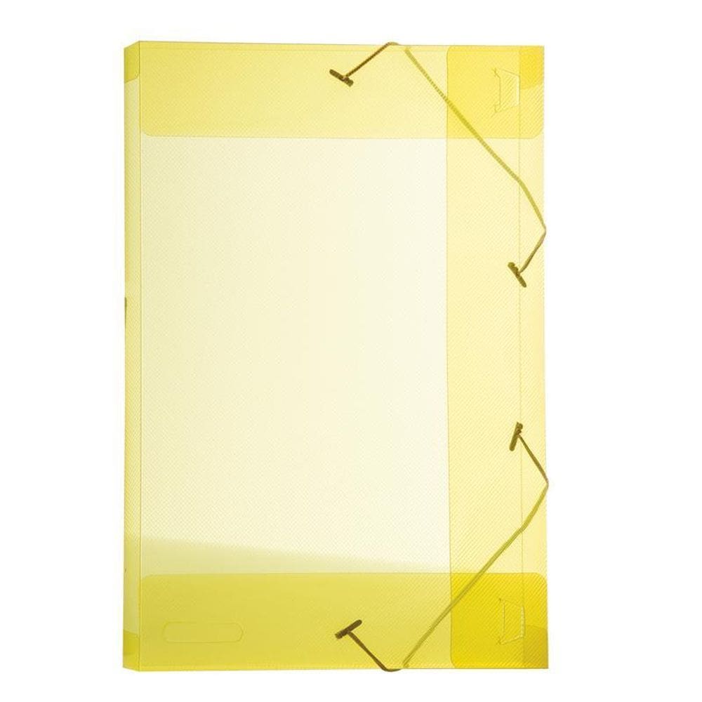 Pasta com aba elástico 1/2 ofício lombo 25mm - Line - transparente amarelo - 0253.A - Dello