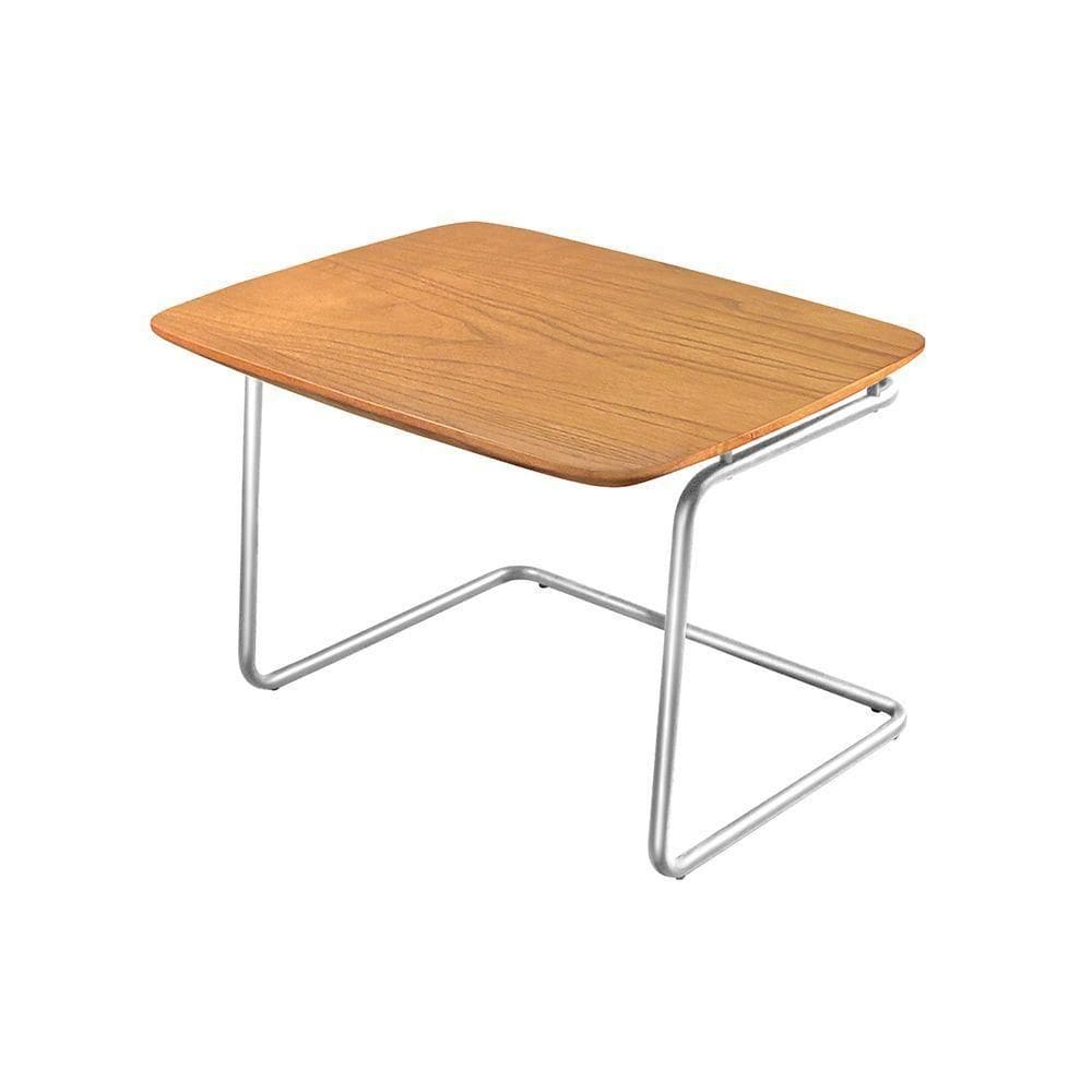 Mesa De Centro Kairos Base Cromada 54x43cm Larflex Cor:castanho