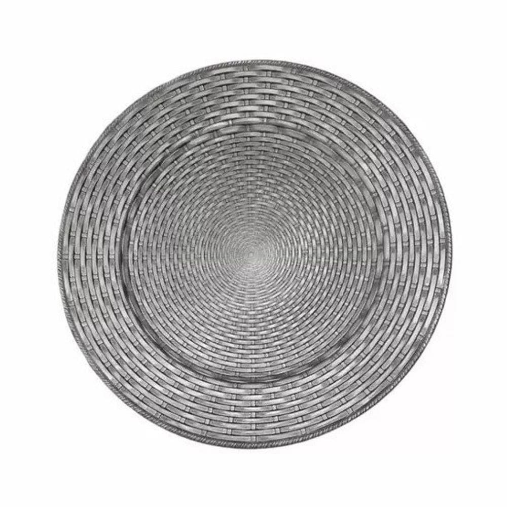 Sousplat Redondo Rattan Prateado 7041 - Mimo Style