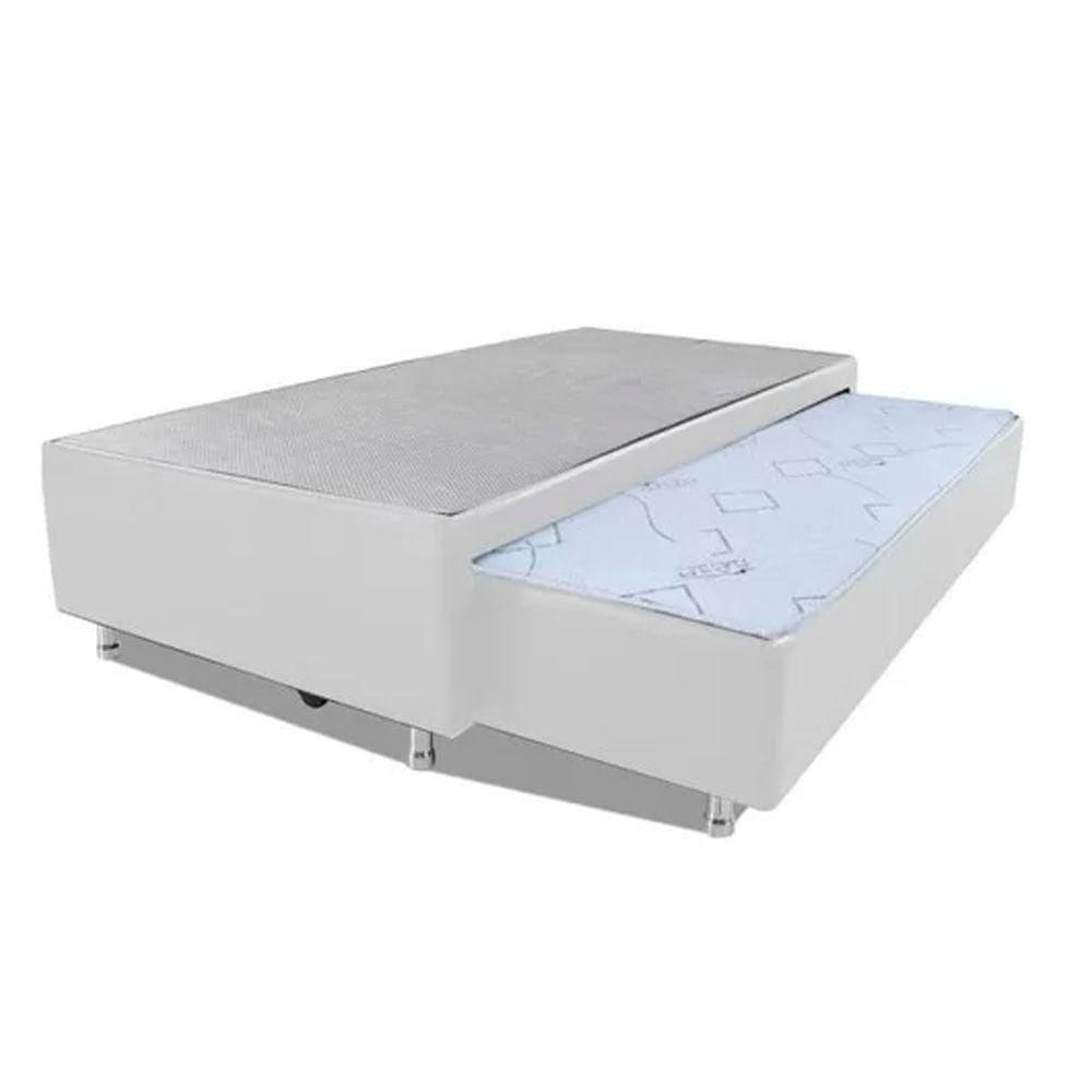 Cama Box Bicama Auxiliar Solteiro Sintético Espuma 8cm 40x88x188 Branco