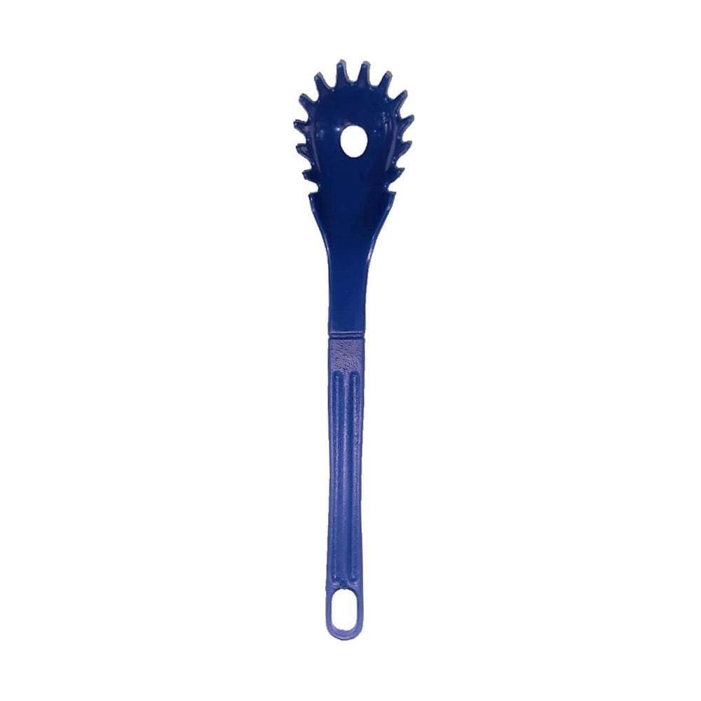 Colher Pegador De Macarrão Nylon Talher Utensílio Azul 28Cm