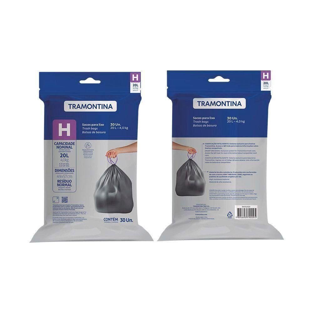 Saco De Lixo Para Lixeiras Tramontina Com Cordão De Fechamento 20 Litros