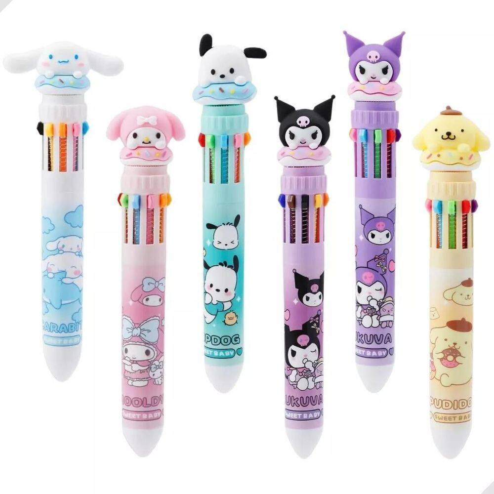 Caneta Multicores Sanrio Kawaii 10 Cores -