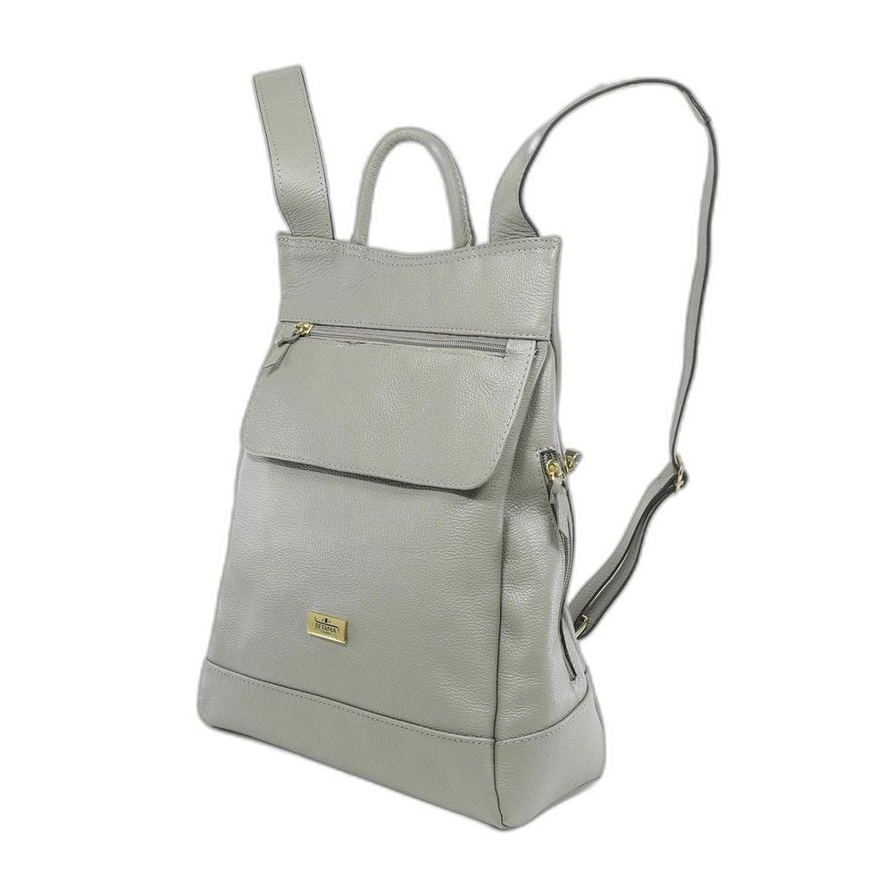 Mochila Feminina Anti Furto Luxo Em Couro Cinza