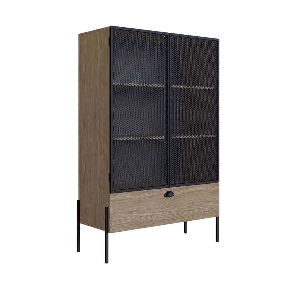 Cristaleira York 140cm Estrutura Preto Fosco - Hanover