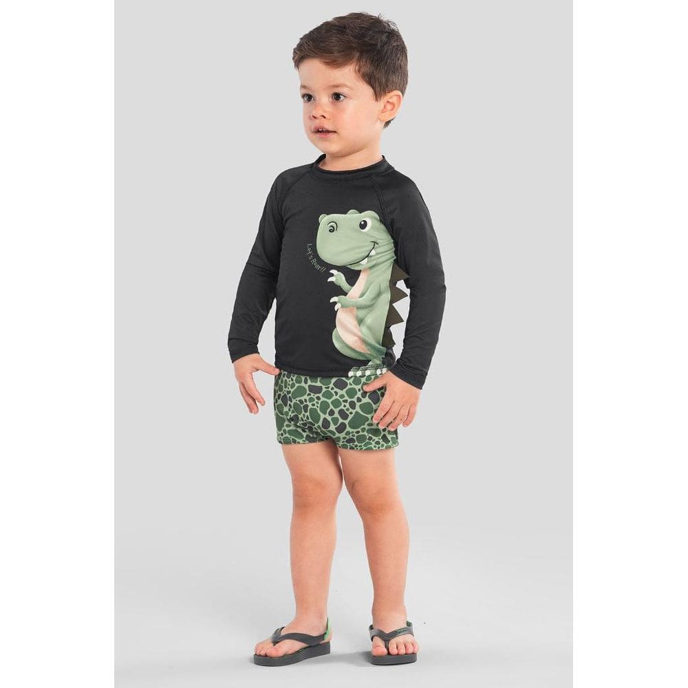Conjunto infantil menino de dinossauro Brandili Hora do Mergulho