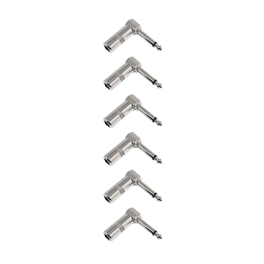 Kit 6 Plugs P10 Macho Mono Em L Cromado 90º Profissional