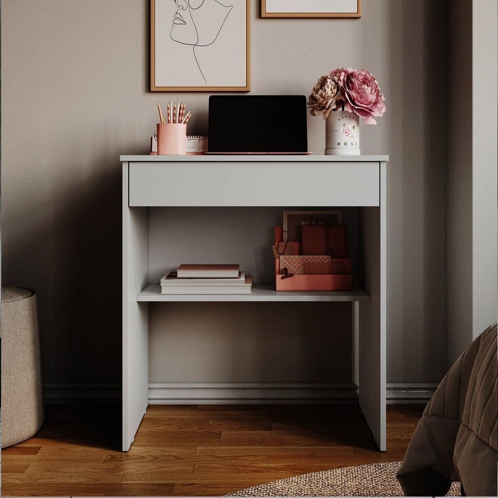 Escrivaninha Prática com Gaveta Mesa de Computador Escritório Branco