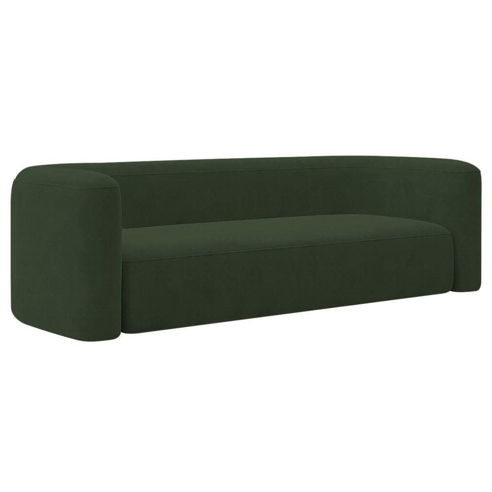 Sofá 3 Lugares 200cm Orgânico Luxo Recepção Melina Linho Adj Decor Verde