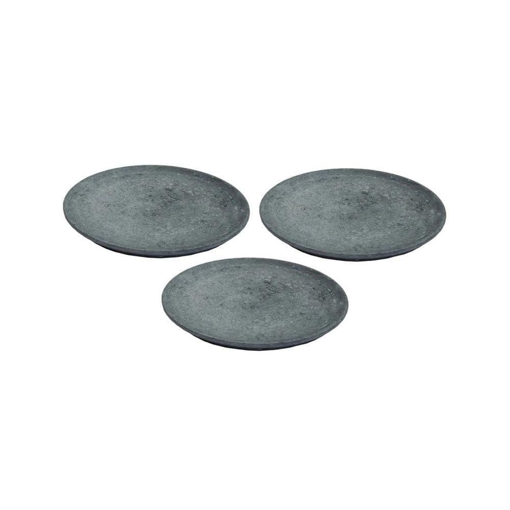 Kit 3 Pratos Raso Redondo Pedra Sabão Sobremesa E Bolos 22Cm. - Acabamento de Alta Qualidade
