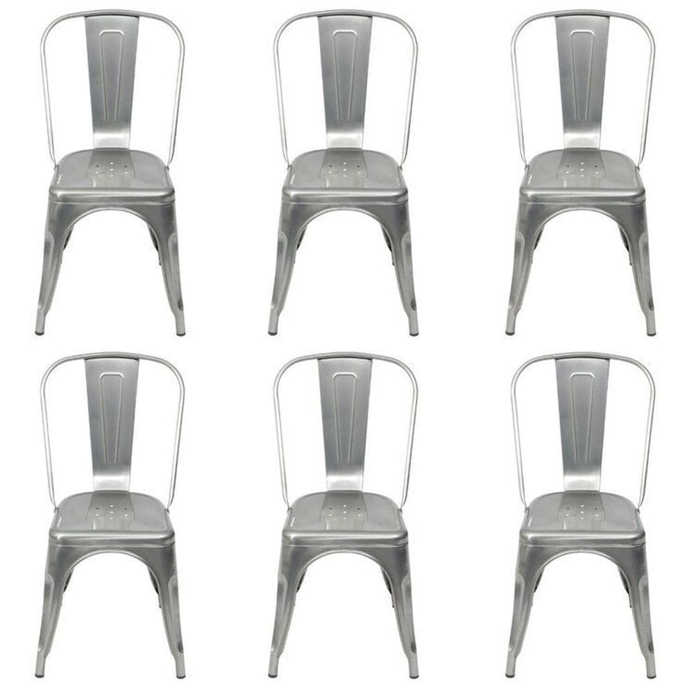 Kit 6 Cadeiras Titan em Aço com Pintura Epóxi Prata