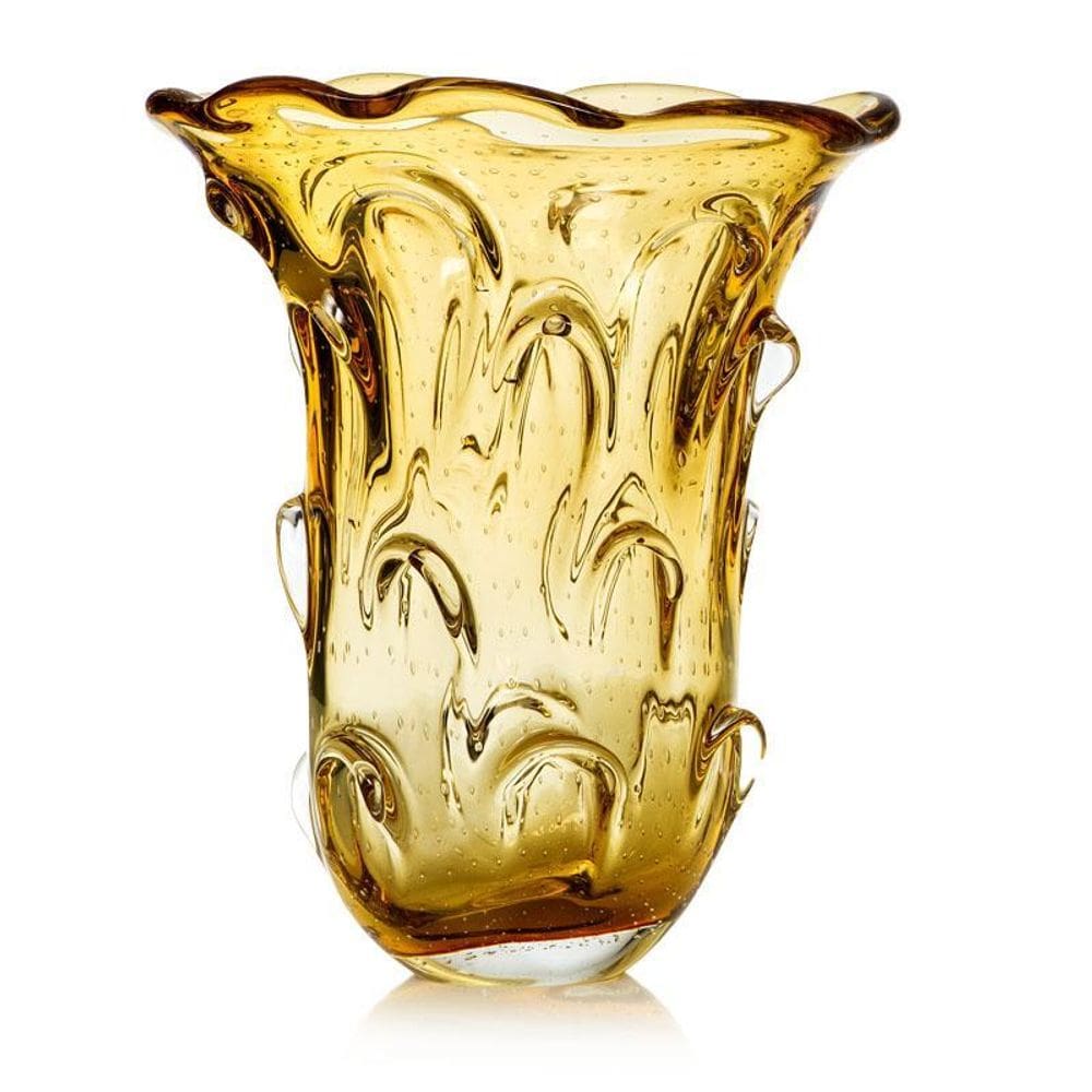 Vaso Em Cristal Murano Âmbar - São Marcos 42Cm