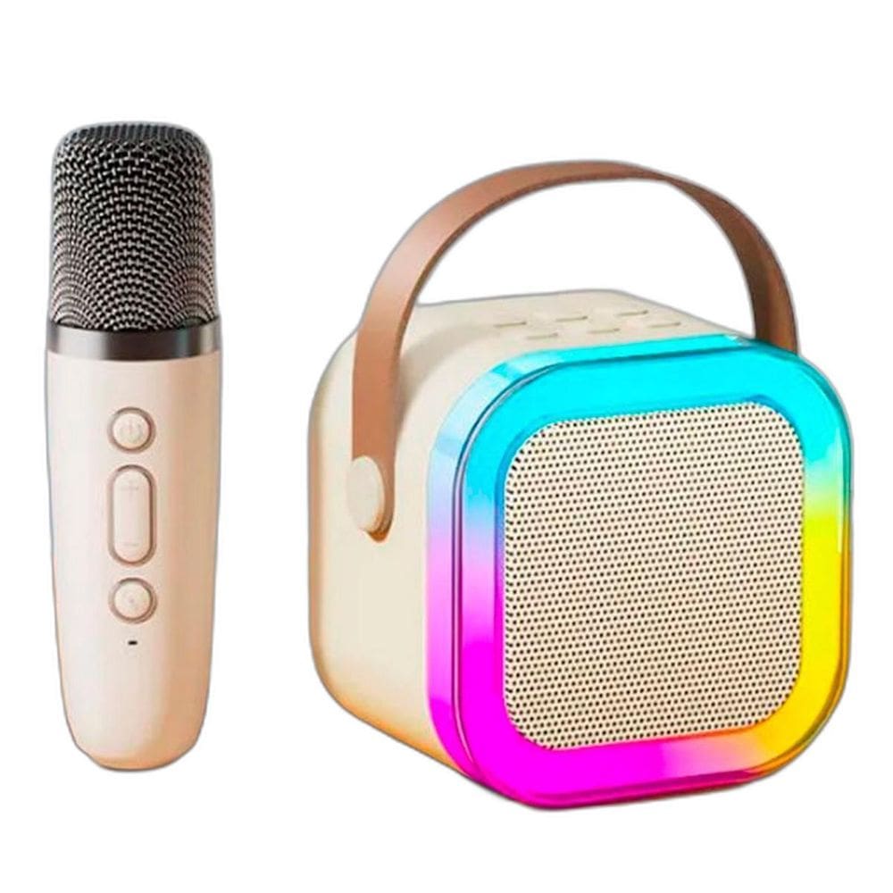 Caixa Som Karaokê Infantil Bluetooth Microfone Sem Fio Led