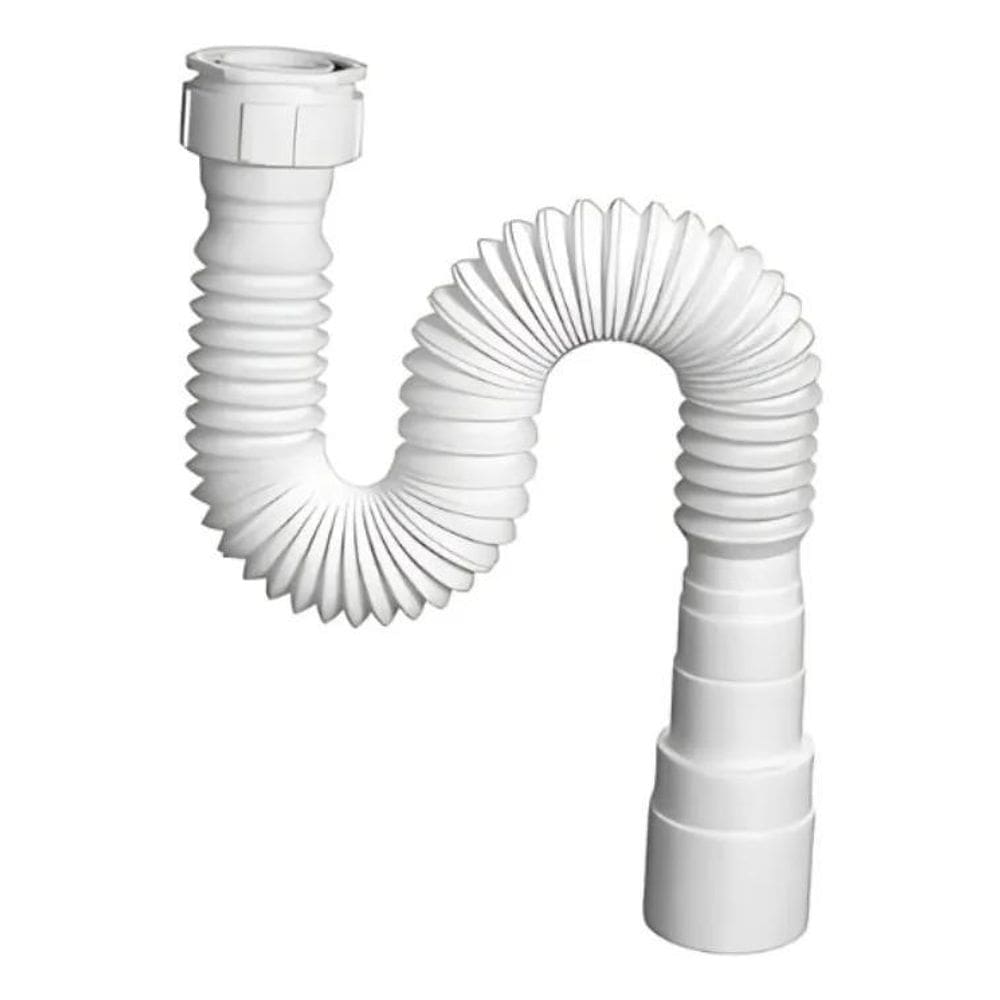 2X Sifão Sanfonado Flexivel Branco Pia Banheiro Cozinha