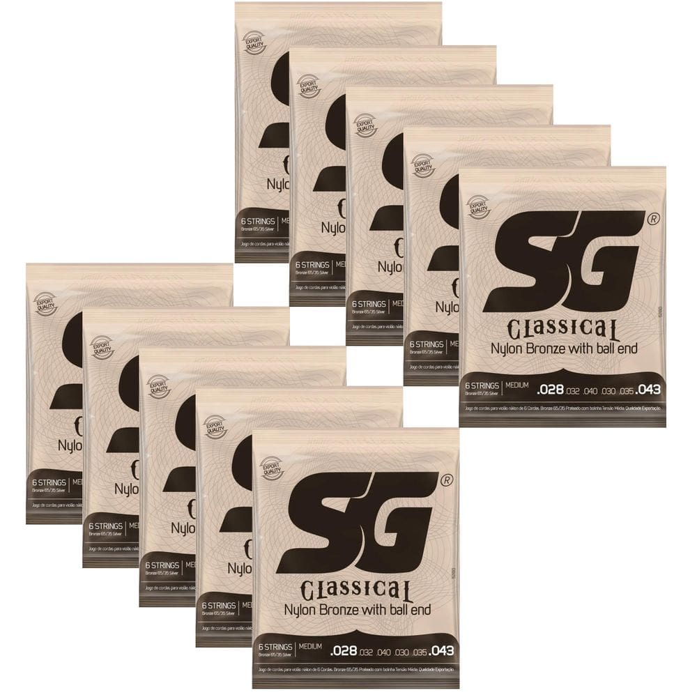Kit 10 Encordoamentos Violao Nylon Sg Com Bolinha Media 5280
