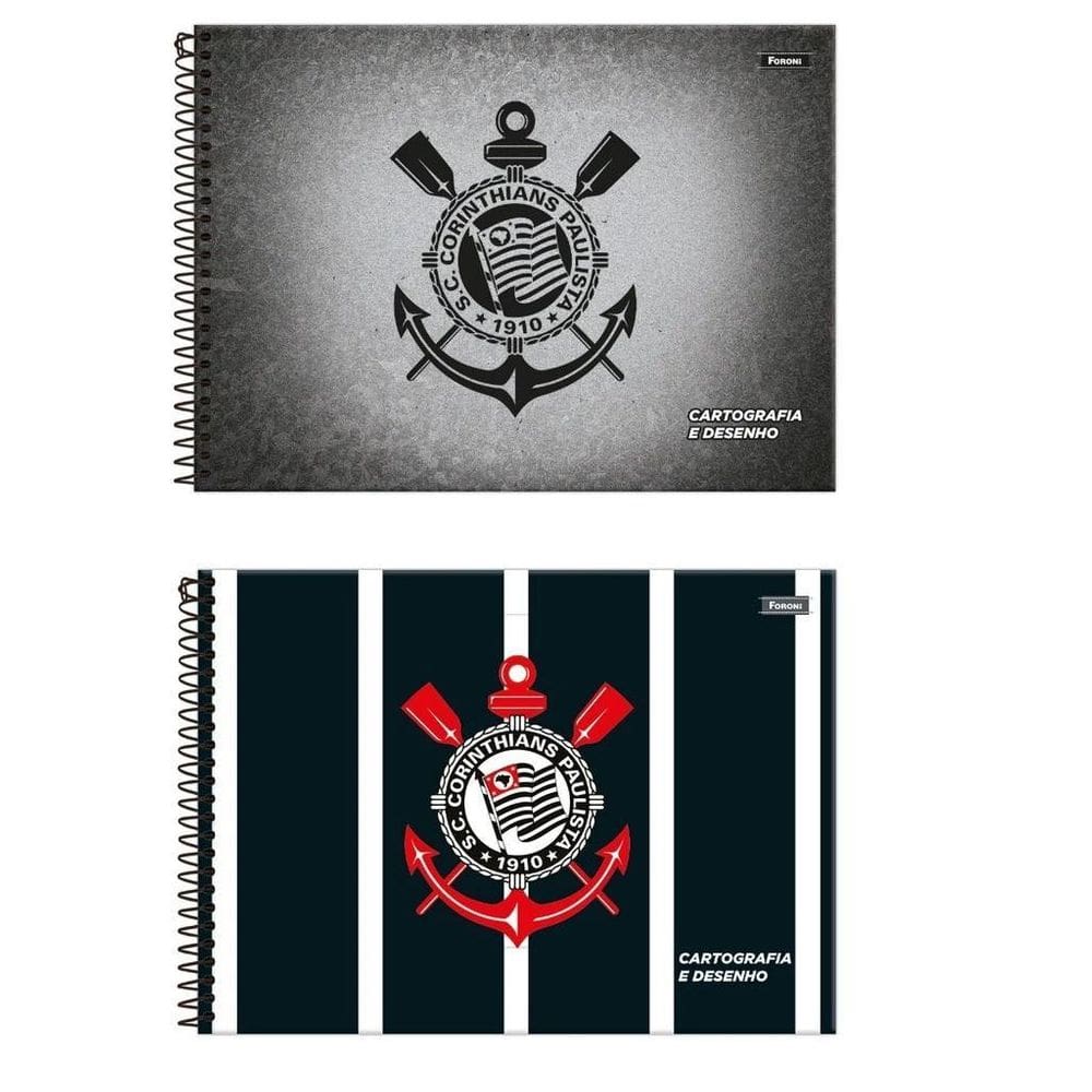 Kit 2 Caderno Cartografico Corinthians 80 Fls Foroni