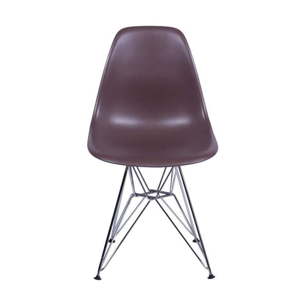 Cadeira Boxbit Dkr Eames Base Cromada Café