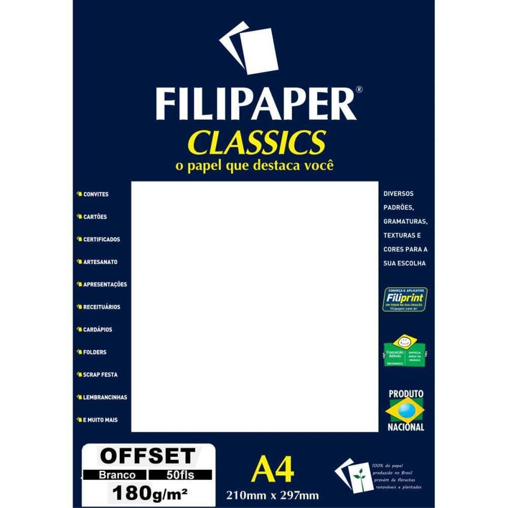 Papel Para Impressao Offset A4 Branco 180Gr. - com50