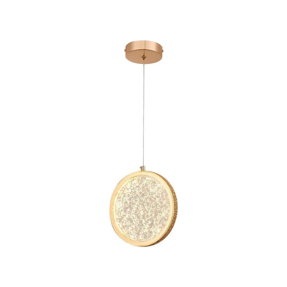 Luminária Teto Pendente Disco Circular Led Multicor Dourado
