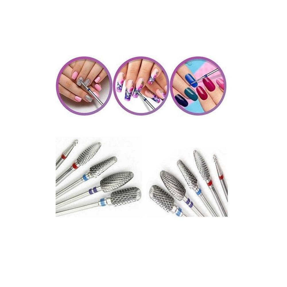 Kit 5 Brocas Tungstênio Profissional Unha Gel Manicure