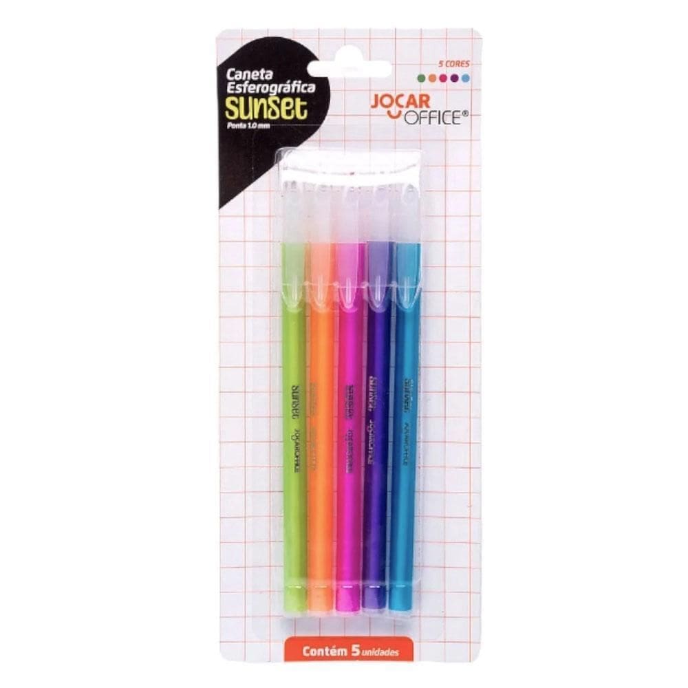 Caneta Esferográfica 1.0Mm Sunset 5 Cores Jocaroffice
