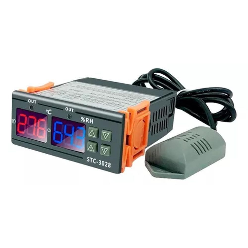 Controlador Temp. Umidade Stc-3028 Display Duplo Branco