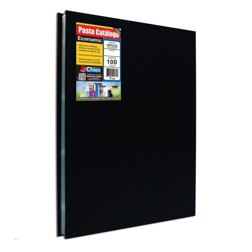 Pasta catálogo ofício economic preta 100 plásticos Chies