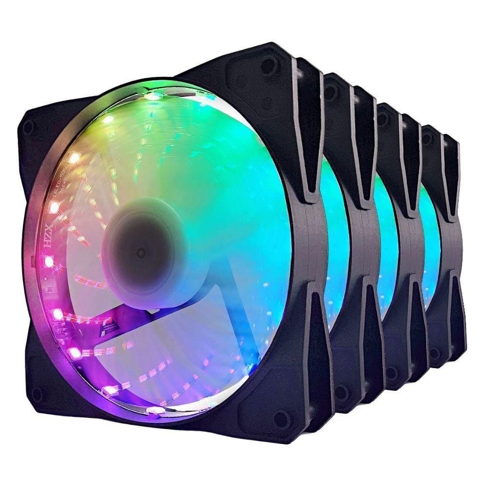 Kit Cooler Fan Evus Fk-12R Rgb Controladora Controle Remot