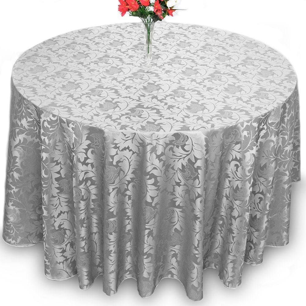 Toalha Mesa Sala Jantar Redonda Jacquard Cinza 8 Lugares