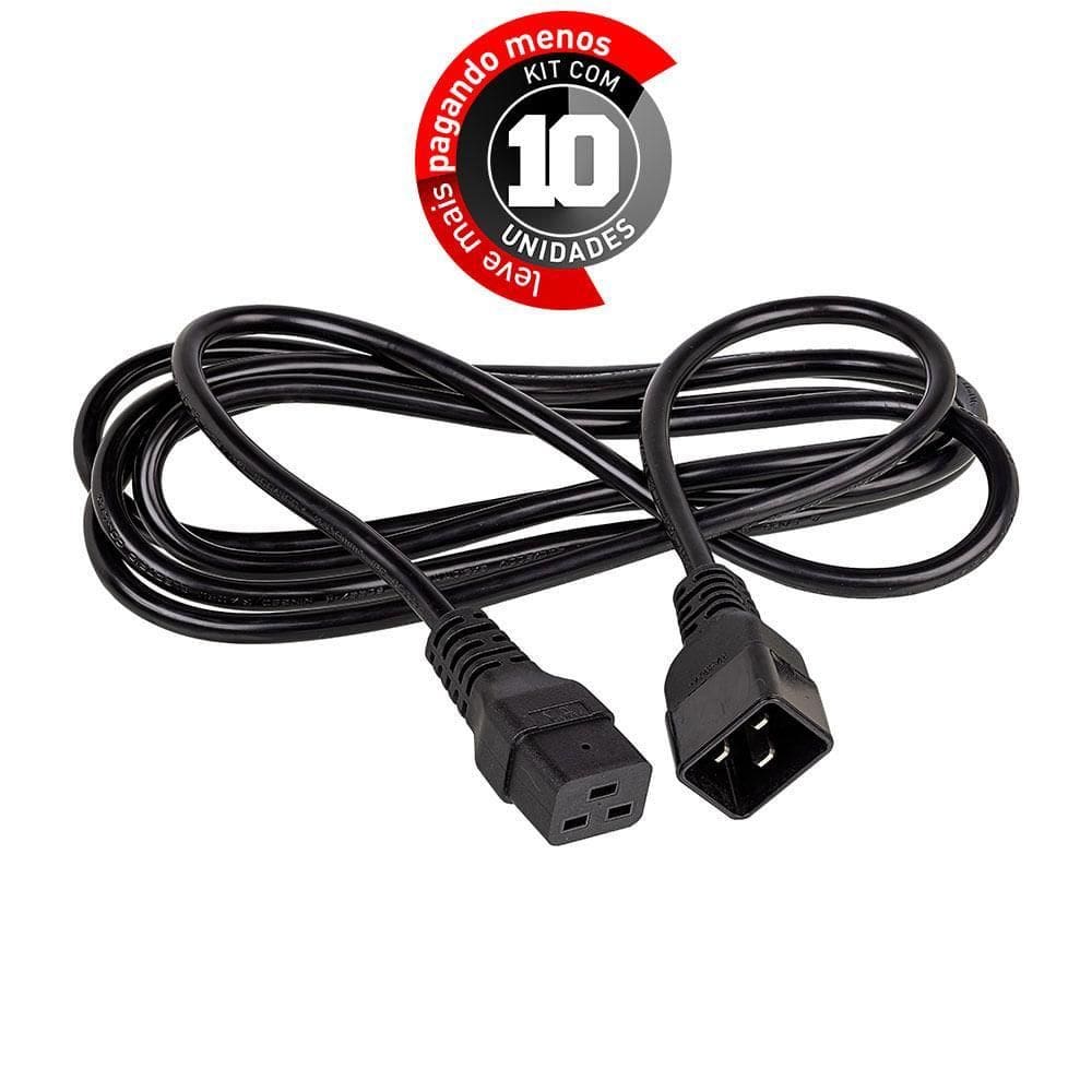 Extensão De Cabo De Força Iec C20/C19, 5 Metros - Kit 10