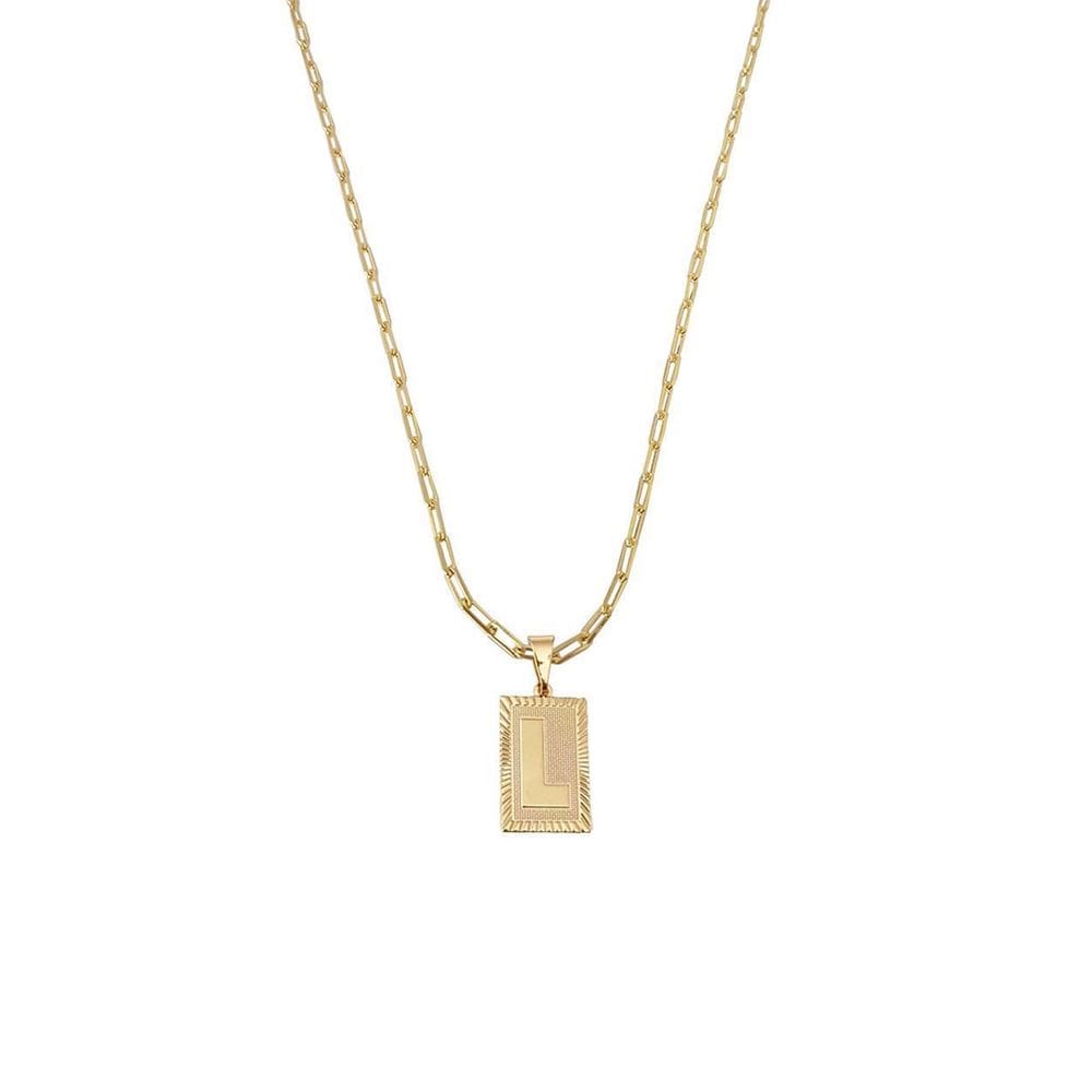 Cordão 50Cm Masculino Feminino Pingente Letra L Banhado Ouro